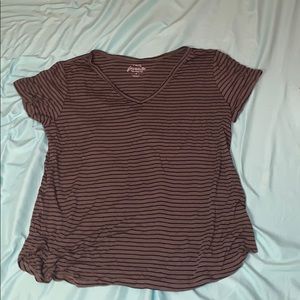 Stripped V Neck Tee